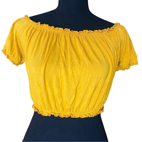 yellow ruched crop top - Picture 1 of 4